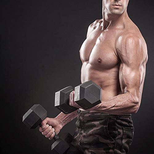 papababe Dumbbell Set Rubber Encased Hex Dumbbell Free Weights Home Weight Set(A Pair of 5 10 15 20 25 LB Dumbbell and rack)