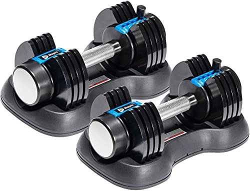 Lifepro Adjustable Dumbbell - 5-in-1, 25lb dumbell Adjustable Free Weights Plates and Rack - Hand Weights for Women and Men - Adjustable Weights, 5lb, 10lb, 15lb, 20lb, 25lb (25 Pounds - Pair)