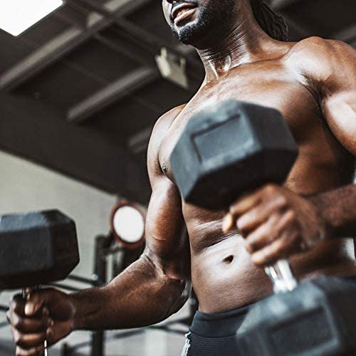 papababe Dumbbell Set Rubber Encased Hex Dumbbell Free Weights Home Weight Set(A Pair of 5 10 15 20 25 LB Dumbbell and rack)