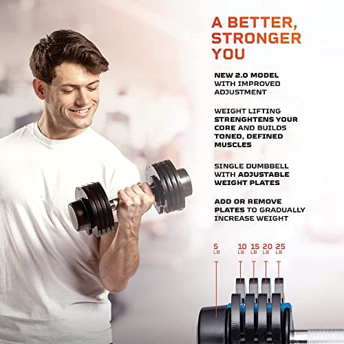 Lifepro Adjustable Dumbbell - 5-in-1, 25lb dumbell Adjustable Free Weights Plates and Rack - Hand Weights for Women and Men - Adjustable Weights, 5lb, 10lb, 15lb, 20lb, 25lb (25 Pounds - Pair)