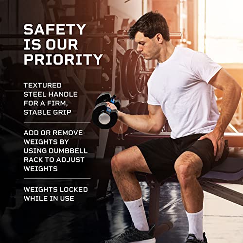 Lifepro Adjustable Dumbbell - 5-in-1, 25lb dumbell Adjustable Free Weights Plates and Rack - Hand Weights for Women and Men - Adjustable Weights, 5lb, 10lb, 15lb, 20lb, 25lb (25 Pounds - Pair)