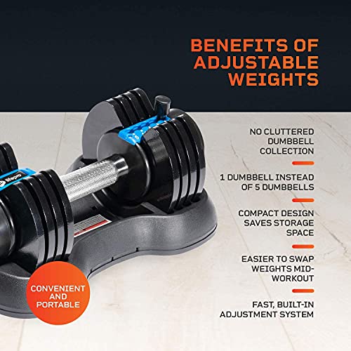 Lifepro Adjustable Dumbbell - 5-in-1, 25lb dumbell Adjustable Free Weights Plates and Rack - Hand Weights for Women and Men - Adjustable Weights, 5lb, 10lb, 15lb, 20lb, 25lb (25 Pounds - Pair)