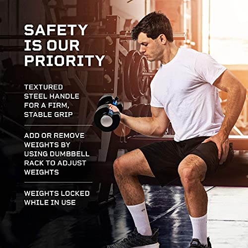 Lifepro Adjustable Dumbbell - 5-in-1, 25lb dumbell Adjustable Free Weights Plates and Rack - Hand Weights for Women and Men - Adjustable Weights, 5lb, 10lb, 15lb, 20lb, 25lb (25 Pounds - Pair)