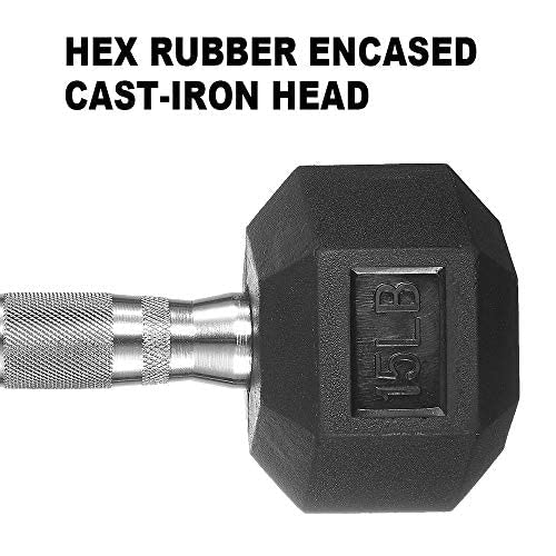 papababe Dumbbell Set Rubber Encased Hex Dumbbell Free Weights Home Weight Set(A Pair of 5 10 15 20 25 LB Dumbbell and rack)