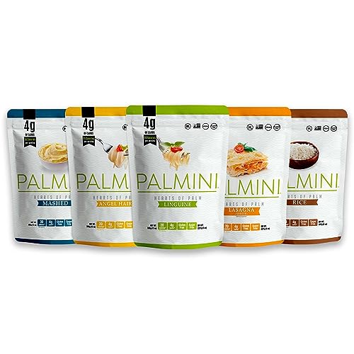 NEW !! Palmini Pouch VARIETY PACK | Linguine | Angel Hair | Lasagna | Rice | Mashed | 4g of Carbs | As Seen On Shark Tank | Gluten Free (12 Ounce)