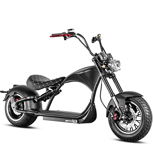 eAhora M1P [2024 Upgraded] 37Mph 2000W Electric Motorcycle for Adults DOT Approved, 40Miles 60V 30ah Lithium Battery, 12in Vacuum Tires Full Suspension for Urban Commuting, Electric Moped