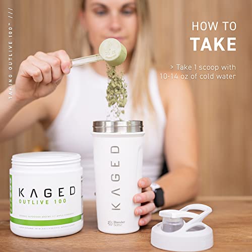 Kaged | Apple | Organic Superfoods and Greens Powder Outlive100 with Apple Cider Vinegar, Antioxidants, Adaptogen, Prebiotics,(30 Servings)