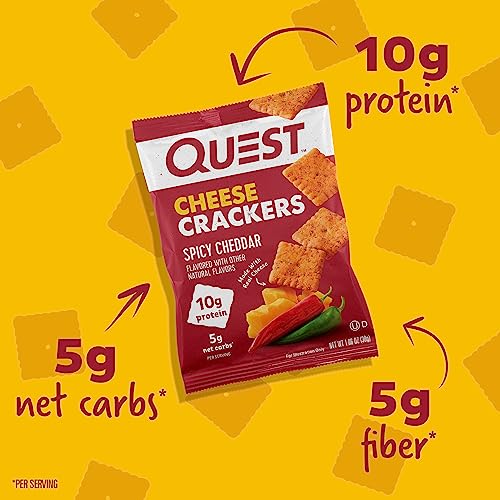 Quest Nutrition Cheese Crackers, Spicy Cheddar Blast, 12 Count (1.06 oz bags)