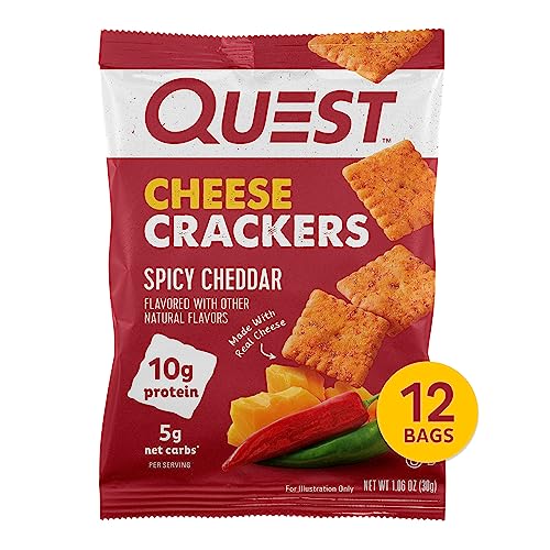 Quest Nutrition Cheese Crackers, Spicy Cheddar Blast, 12 Count (1.06 oz bags)