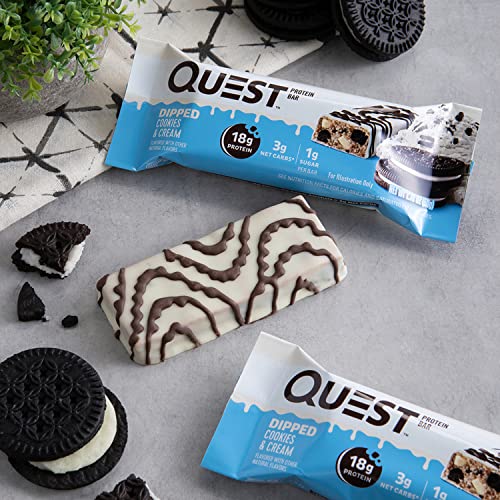 NEW Quest Nutrition Dipped Chocolate Cookies & Cream Protein Bars, 12 Count