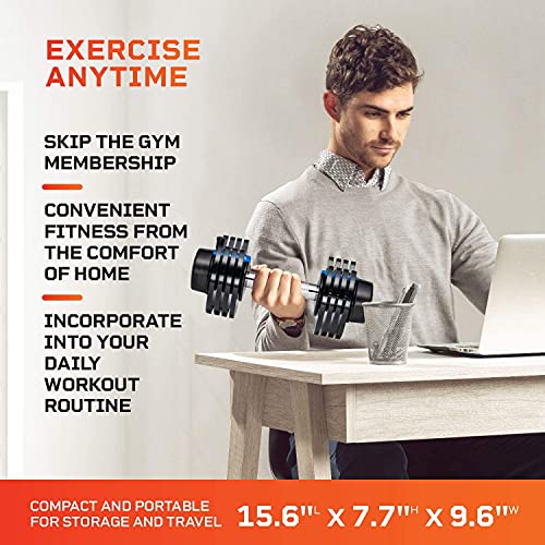 Lifepro Adjustable Dumbbell - 5-in-1, 25lb dumbell Adjustable Free Weights Plates and Rack - Hand Weights for Women and Men - Adjustable Weights, 5lb, 10lb, 15lb, 20lb, 25lb (25 Pounds - Pair)