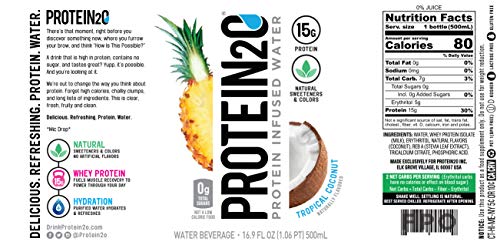 Protein2o 15g Whey Protein Isolate Infused Water, Ready To Drink, Gluten Free, Lactose Free, No Artificial Sweeteners, Flavor Fusion Variety Pack, 16.9 oz Bottle (Pack of 12)