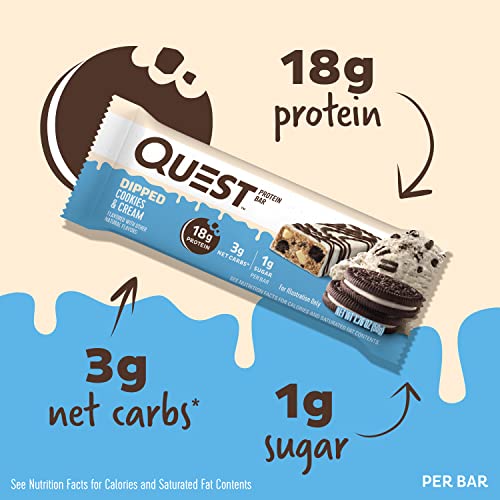 NEW Quest Nutrition Dipped Chocolate Cookies & Cream Protein Bars, 12 Count