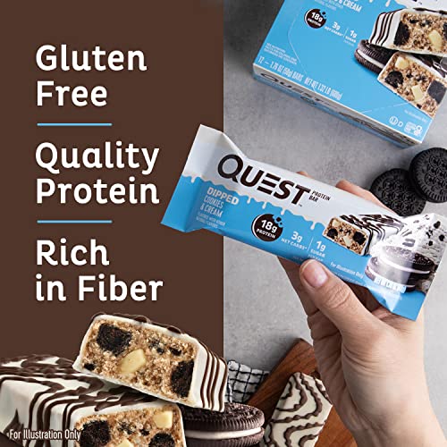 NEW Quest Nutrition Dipped Chocolate Cookies & Cream Protein Bars, 12 Count