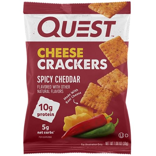 Quest Nutrition Cheese Crackers, Spicy Cheddar Blast, 12 Count (1.06 oz bags)