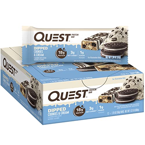 NEW Quest Nutrition Dipped Chocolate Cookies & Cream Protein Bars, 12 Count