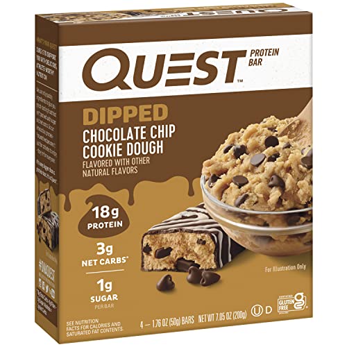 NEW Quest Nutrition Dipped Chocolate Chip Cookie Dough Protein Bars, 12 Ct