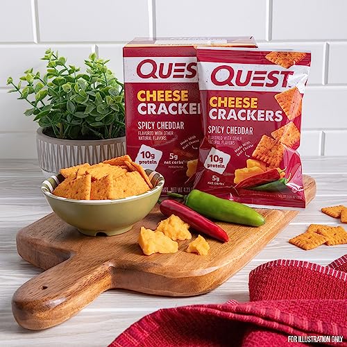 Quest Nutrition Cheese Crackers, Spicy Cheddar Blast, 12 Count (1.06 oz bags)